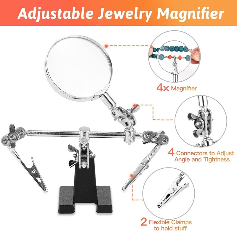 Giwaelro Jewelry Making Kit for Adults, Jewelry Making Supplies with Jewelry Making Tools, Jewelry Pliers, Jewelry Wires, Findings, Necklace Chains, Magnifier and Storage Bag (Blue) - Image 4